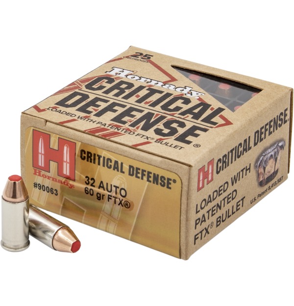 90063 Hornady .32 Auto 60gr FTX Critical Defense - slika 1